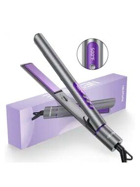 Purple and Gray Ceramic Flat Iron Hair Straightener - Adjustable Heat